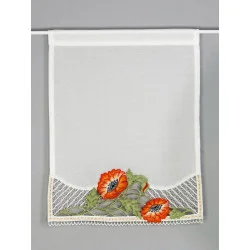 Hochwertiger Spitzen-Scheibenhänger mit Mohnblumen- Spitzenapplikation am unteren Rand