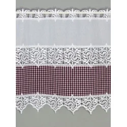 Landhausgardine Leona in weiß-weinrot kariert