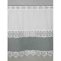 Landhausgardine Leona in weiß-silbergrau kariert