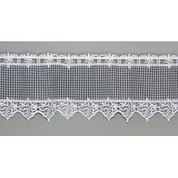 Landhausgardine Leona in weiß-silbergrau kariert schmal