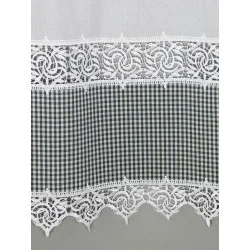 Landhausgardine Leona in weiß-silbergrau kariert Detailbild