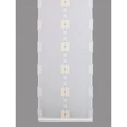 Modern in weiß und hellgelb bestickte Plauener Stickerei-Flächengardine in 2 Breiten.