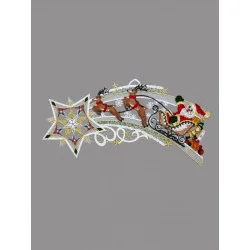 Sternenschweif mit Weihnachtsmann und Rentierschlitten aus Plauener Spitze