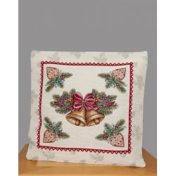Festliche Gobelin-Kissenhülle mit Glockenmotiven