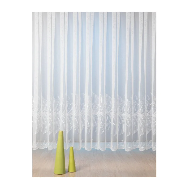 Stickereigardine Ireen in weiß-taupe