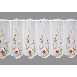 kleine Stickerei-Scheibengardine Blumengirlande