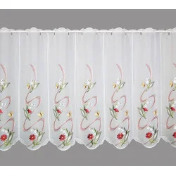 große Stickerei-Scheibengardine Blumengirlande