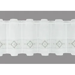 Bestickte Kurzgardine Liesel in weiß-grau klein