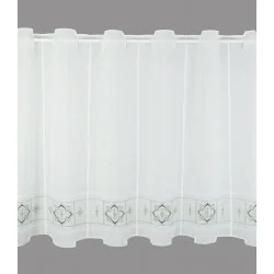 Bestickte Kurzgardine Liesel in weiß-grau gross