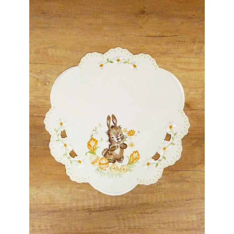 Stickereidecken Schmusehäschen rund