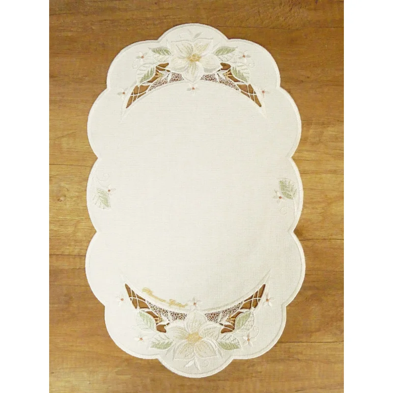 Stickerei-Tischwäsche Greta oval gelb