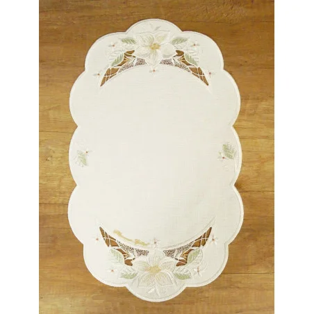 Stickerei-Tischwäsche Greta oval gelb