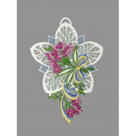 Medaillon Blüte mit Fresien lila
