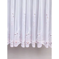 Durchgehend mit mit Ornamenten in beige und taupe bestickter weißer Langstore.