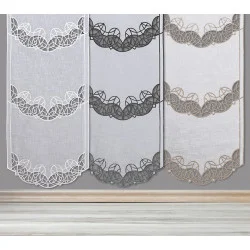 Anspruchsvolle Schiebepaneele Gloria mit Plauener Spitze in Braun-Gold