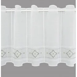Bestickte Kurzgardine Liesel in weiß-grau mittel