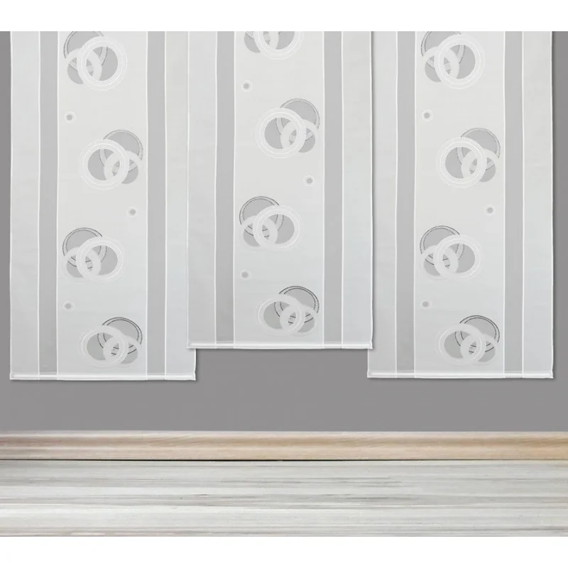 Flächengardine Lavinia in ecrü-schwarz-silber deko