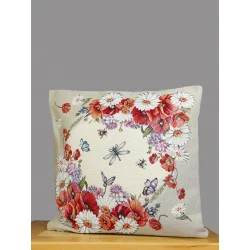 Hinreißender Gobelin Kissenbezug Wildmohn 45 x 45 cm