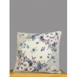 Leuchtende Margeriten zieren diesen hinreißenden Gobelin-Kissenbezug.