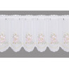 Weiße Scheibengardine im Voile-Stil mit dekorativer Wildrosenstickerei. 35 cm hoch