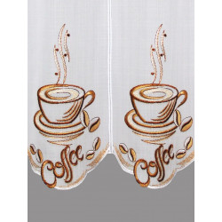 Moderne Stickerei-Bistrogardine Coffee detail