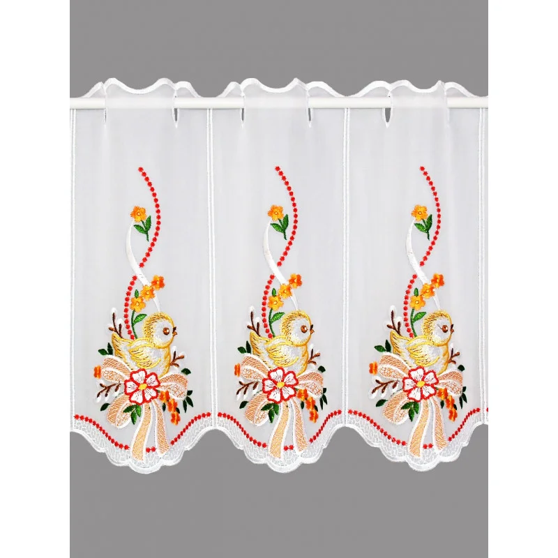 Scheibengardine Küken mit Schleife in orange