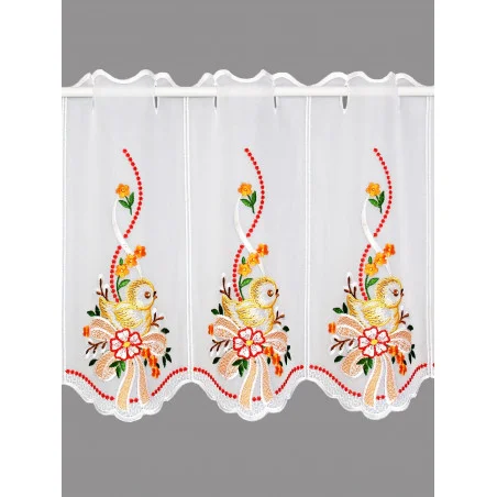 Scheibengardine Küken mit Schleife in orange