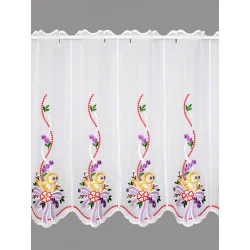 Scheibengardine Küken mit Schleife in lila