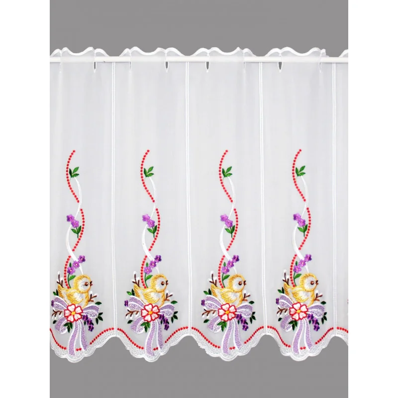 Scheibengardine Küken mit Schleife in lila