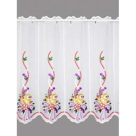 Scheibengardine Küken mit Schleife in lila