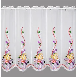 große scheibengardine Küken mit Schleife in lila