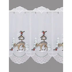 Kurzgardine Reh am Vogelhaus silber