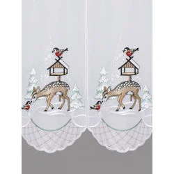 Kurzgardine Reh am Vogelhaus silber detail