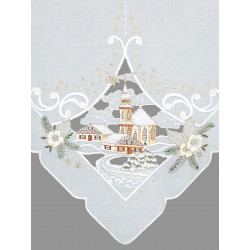 Dekorativer Scheibenhänger Winterzauber mit Plauener Spitzenstickerei