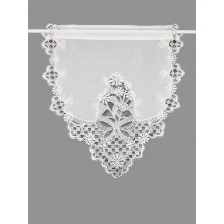 Spitzen-Scheibengardine Margerite mit Schleife