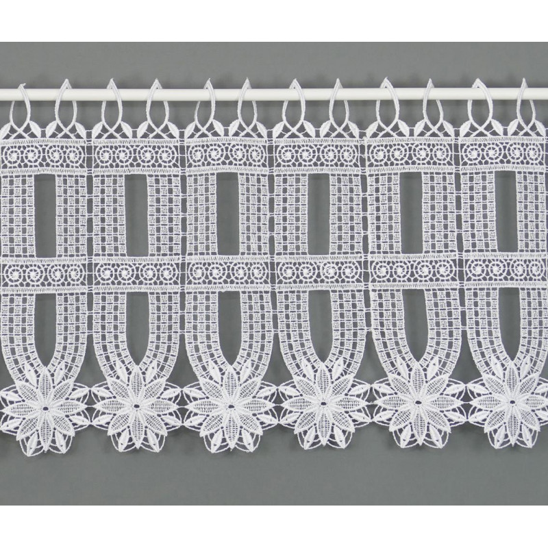 Jeeman Spitzengardine Mit Blumen-Stickerei - Landhausstil Vorhang Weiß 30x140cm