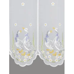 Stickerei-Scheibengardine Gänse detail