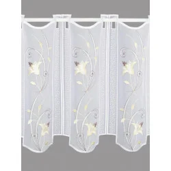 Scheibengardine Blütenranke in beige