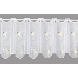 kleine Scheibengardine Blütenranke in beige