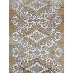 Zarter Plauener Spitzenläufer Sternentraum in gold Detailbild