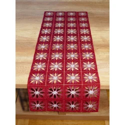 Spitzendecke Sternchenplain in bordeauxe-silber