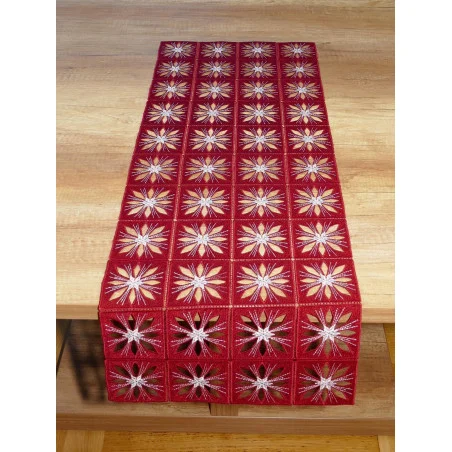 Spitzendecke Sternchenplain in bordeauxe-silber