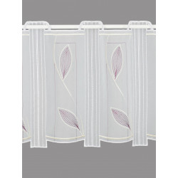 Transparente weiße Kurzgardine mit Blättermotiv, elegante Heimtextilien für das Fenster.
