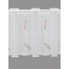 Transparente weiße Kurzgardine mit Blättermotiv, elegante Heimtextilien für das Fenster.