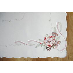 Elegante Stickerei-Tischwäsche Weihnachtsgesteck Plauener Spitze