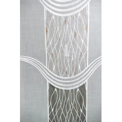 Attraktive Plauener Spitzen-Schiebepaneele Denise in weiß-braun Detailbild