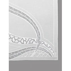 Elegante Flächengardine Sarah mit Plauener Spitzen-Applikationen in Weiß