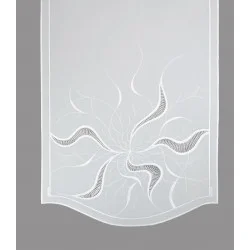 Zeitlose Flächengardine Alyssa in weiß mit Plauener Spitze einzeln