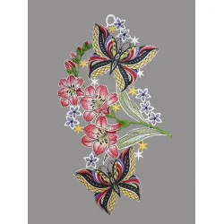 Fensterbild Schmetterlinge mit Freesien