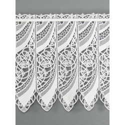 Moderne Plauener Spitzengardine Malu in cremeweiß